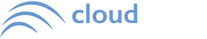 The cloudStack services logo, blue swishes with cloud in blue and stack in white