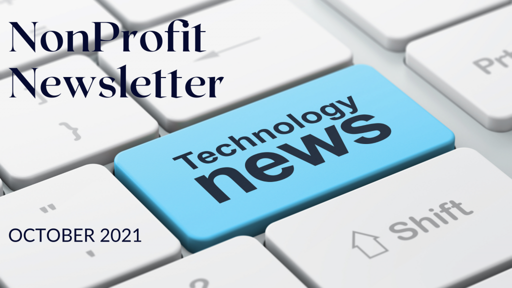 October nonprofit Newsletter -the words technology news on a keyboard